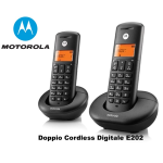 TELEFONO CORDLESS DOPPIO MOTOROLA E202 NERO 