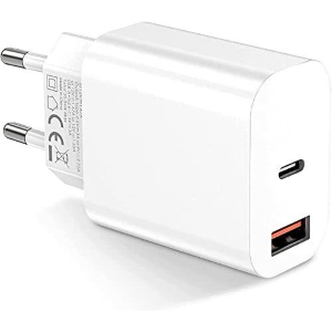 CARICABATTERIE VELOCE 220V 20W CON USB A + USB C - QUIK CHARGE 