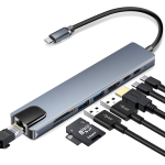 ADATTATORE 8 in 1  Type-C /HDMI/2 USB/SD/Micro-SD/2 Type-C/RJ45 